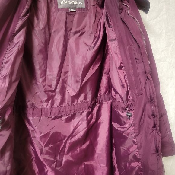 Eddie Bauer down long coat purple hooded - Picture 3 of 8